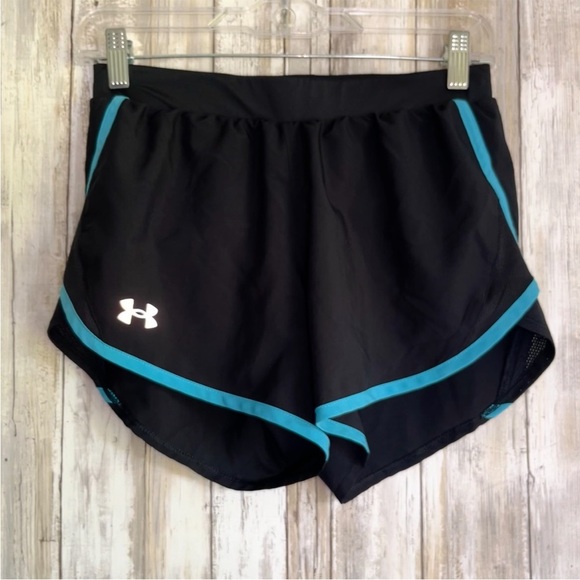 Under Armor Classic Black & Blue Fly By Shorts - Picture 2 of 7